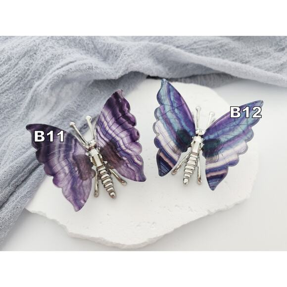 Rainbow Fluorite Butterfly Wings Crystal Carving - Picture 6 of 7